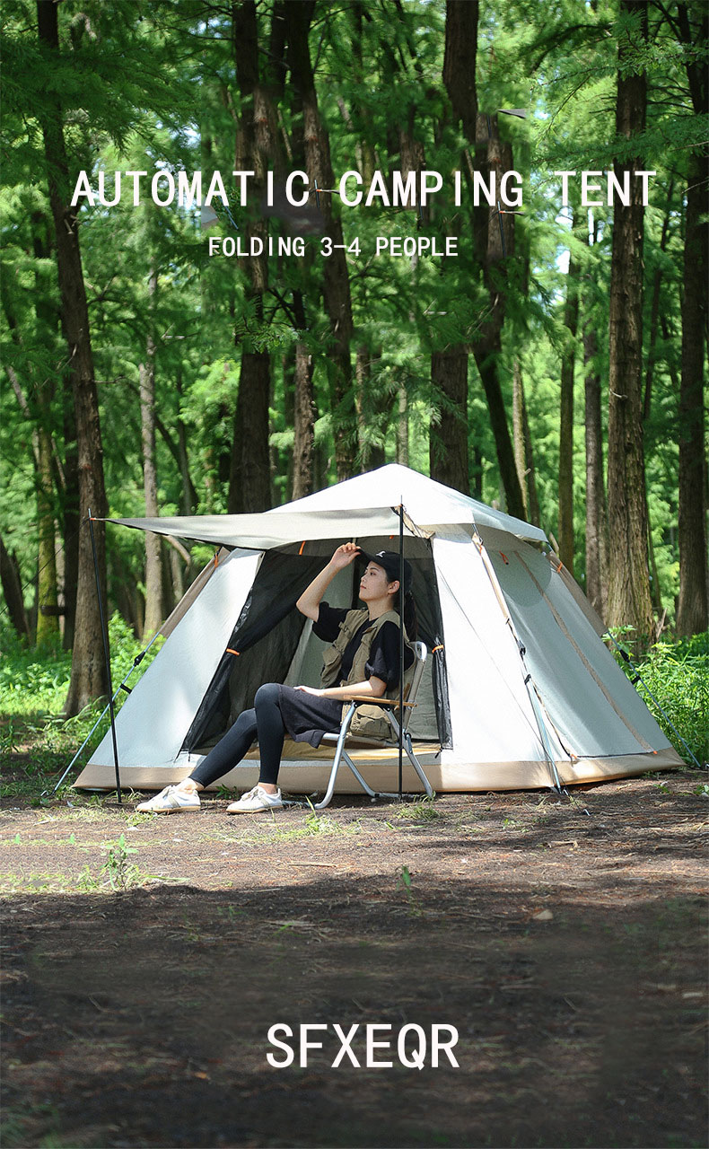 Cheap Goat Tents SFXEQR Camping Tent Foldable Waterproof Tent Portable Outdoor 3 4 People190T Double Oxford Tourist  Survival Equipment   